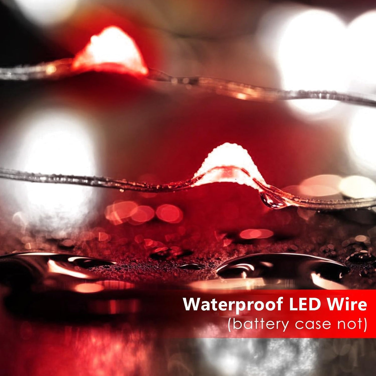 4-Pack Red and White Fairy Lights Battery Operated with Timer, Waterproof 16FT 50 LED String Lights