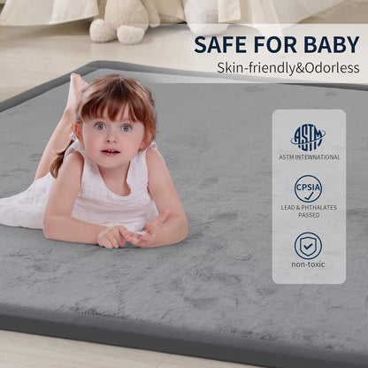 ACOMOPACK Baby Play Mat for Floor 1.3" Thick Memory Foam Play Mat 79"×157" Tummy Time Crawling with