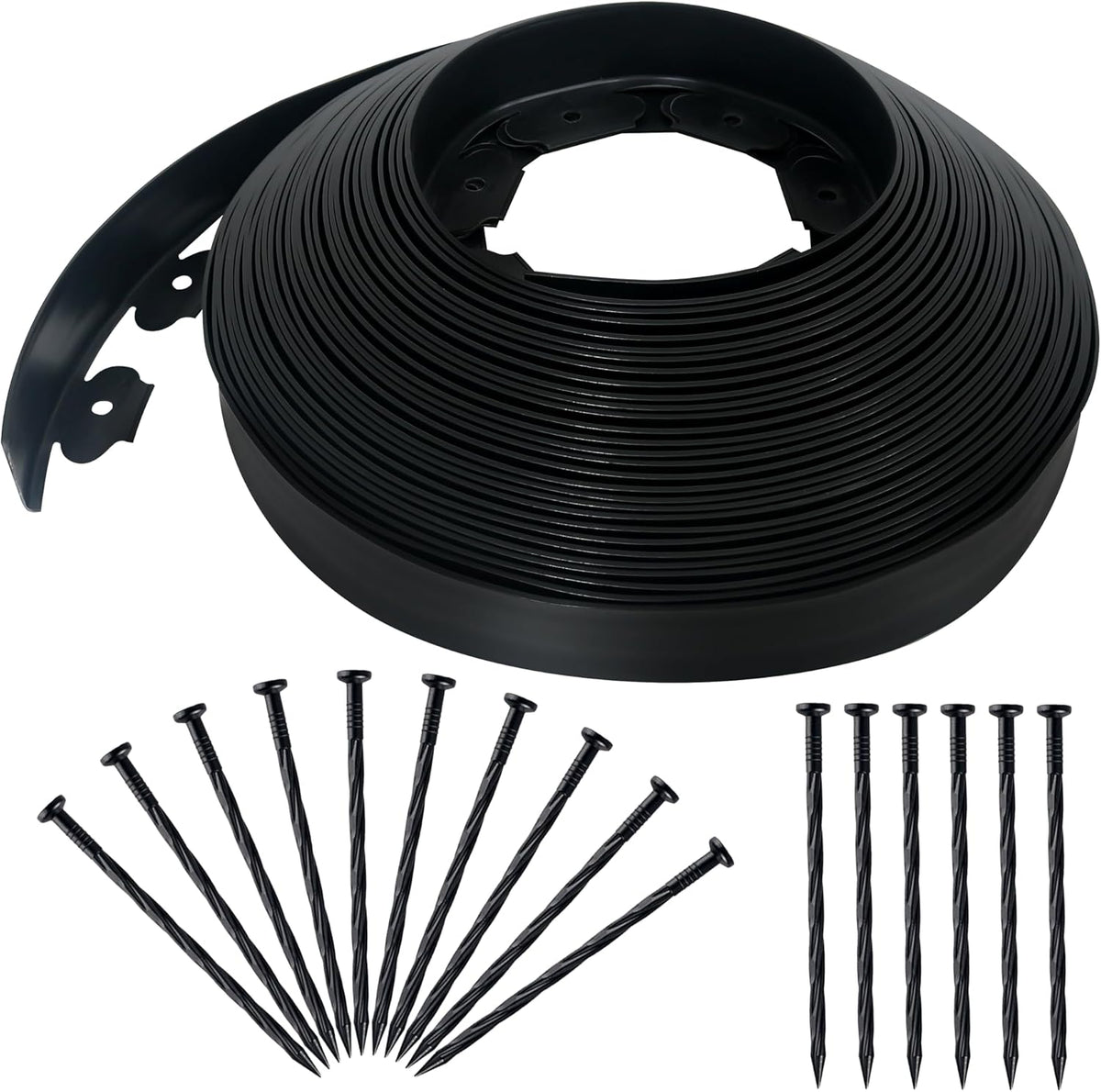 2 Inch x 100FT Landscape Edging Border with 90 Anchoring Spikes, No Dig Garden Border Edging Kit