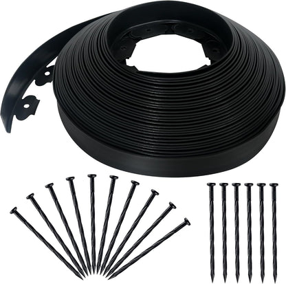 2 Inch x 100FT Landscape Edging Border with 90 Anchoring Spikes, No Dig Garden Border Edging Kit