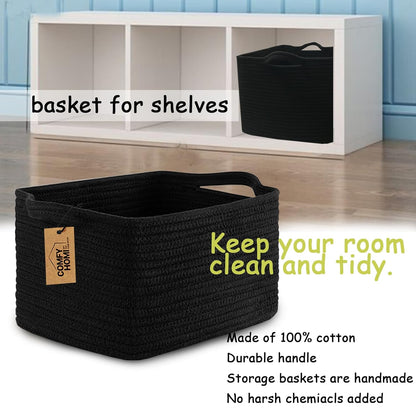 COMFY-HOMI Storage Basket for Shelves, Woven Baskets for Storage, Cotton Rope Basket,Toy Storage