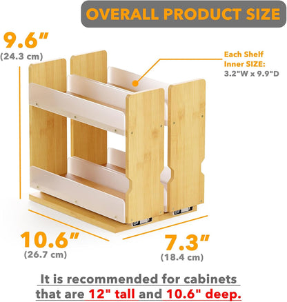 SpaceAid Bamboo Pull Out Spice Rack Organizer for Cabinet, Heavy Duty Slide Out Seasoning Kitchen