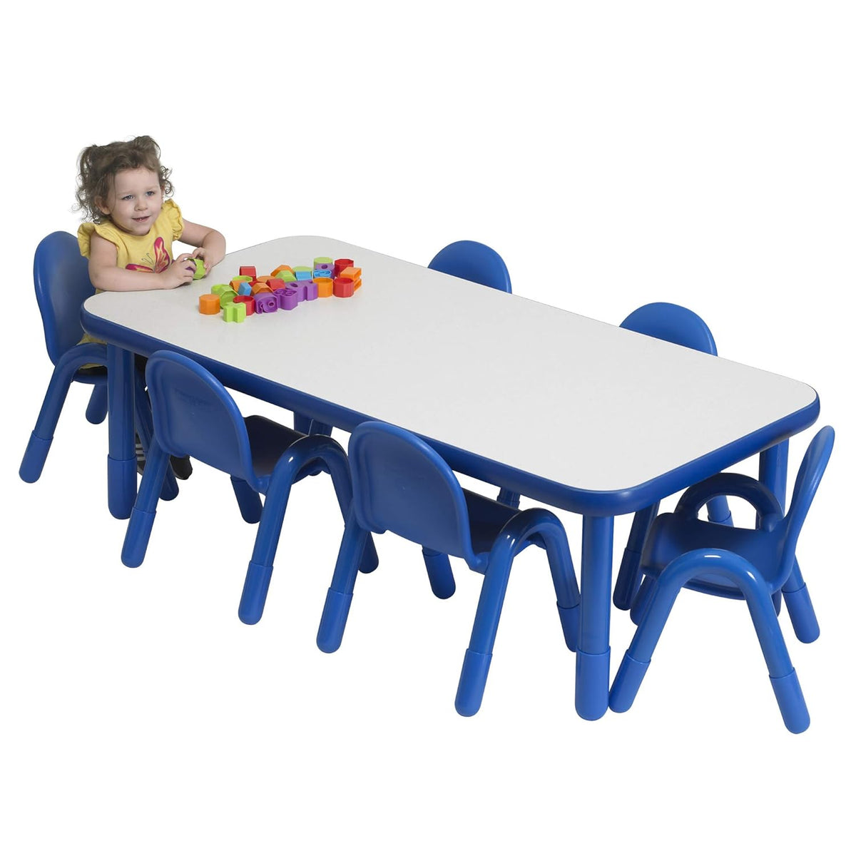 Children’s Factory Baseline Preschool 60" x 30" Rectangular Table & Chair Set - Solid Blue