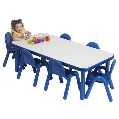 Children’s Factory Baseline Preschool 60" x 30" Rectangular Table & Chair Set - Solid Blue