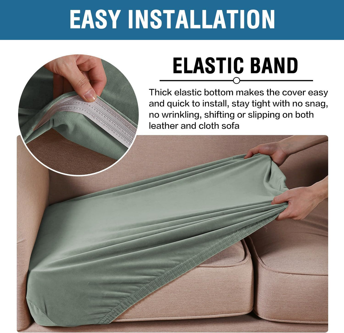 H.VERSAILTEX Velvet Stretch Couch Cushion Cover Plush Cushion Slipcover for Chair Cushion Furniture