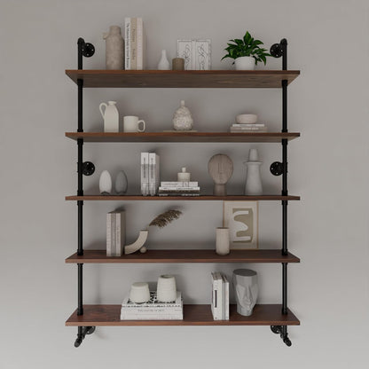 Industrial Pipe Wall Shelves Pipe Shelving with Real Wood Plank ,48 Inches Floating Shelves for