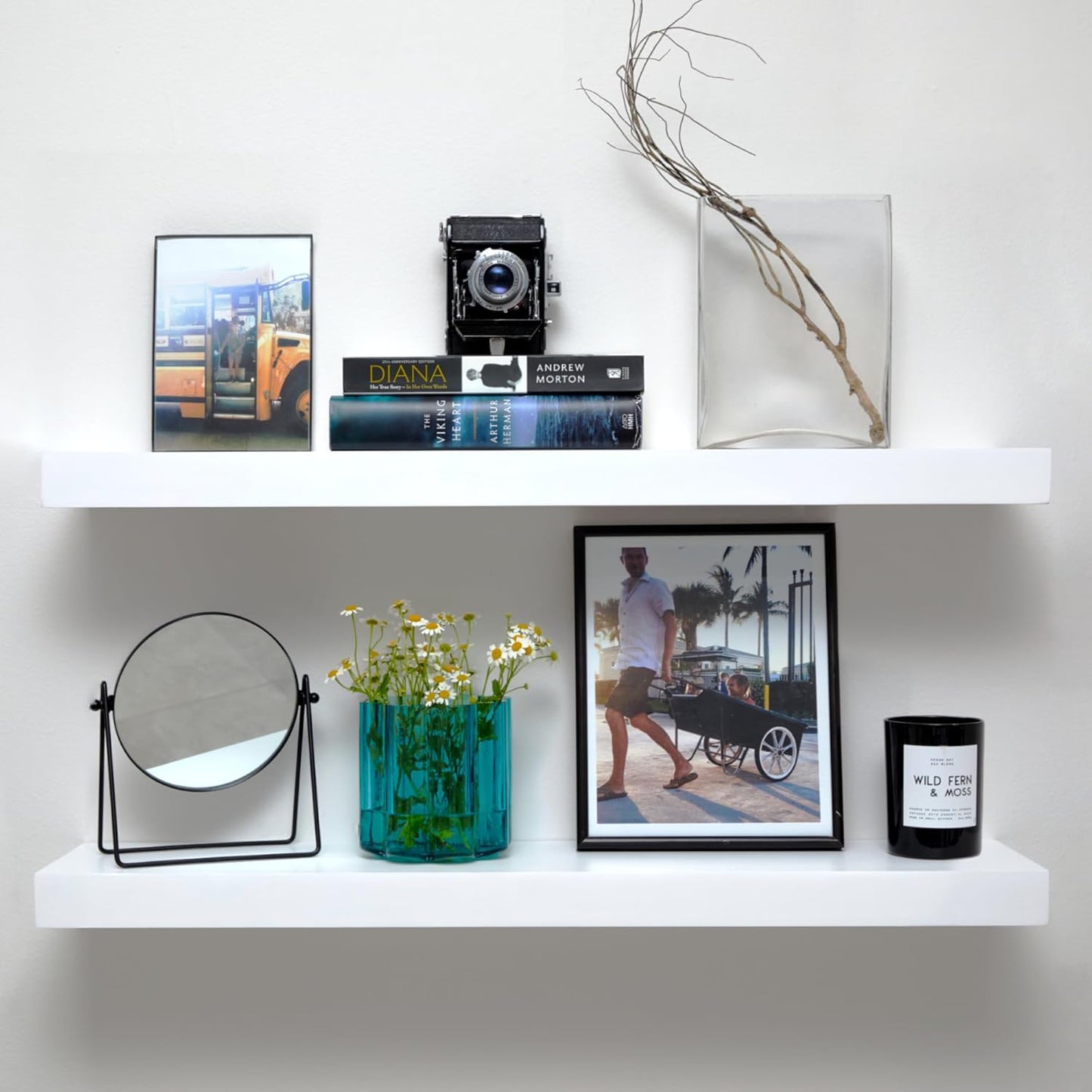 Homeforia White Floating Shelves 30 inch, High End Solid Real Wood 30inch Floating Shelf for Wall