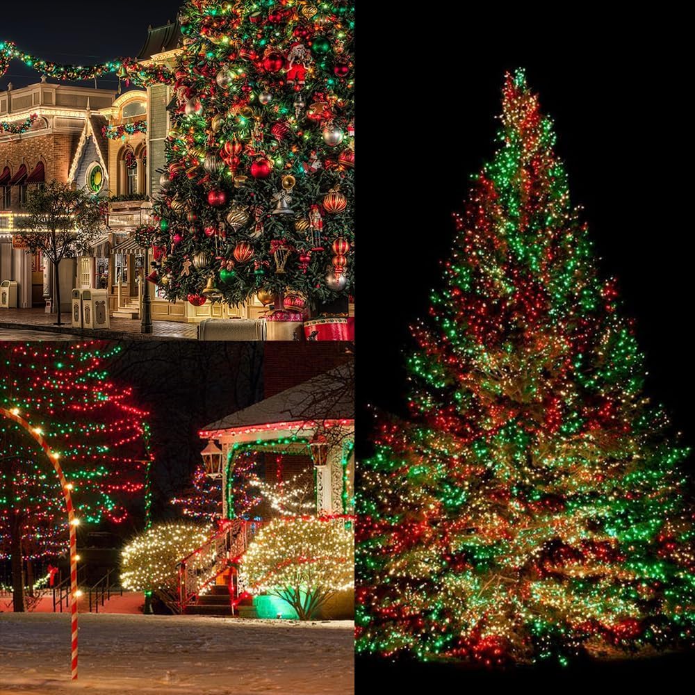 2 Pack 200 LED Solar Christmas Lights Outdoor Waterproof, Solar String Lights for Outside, Solar