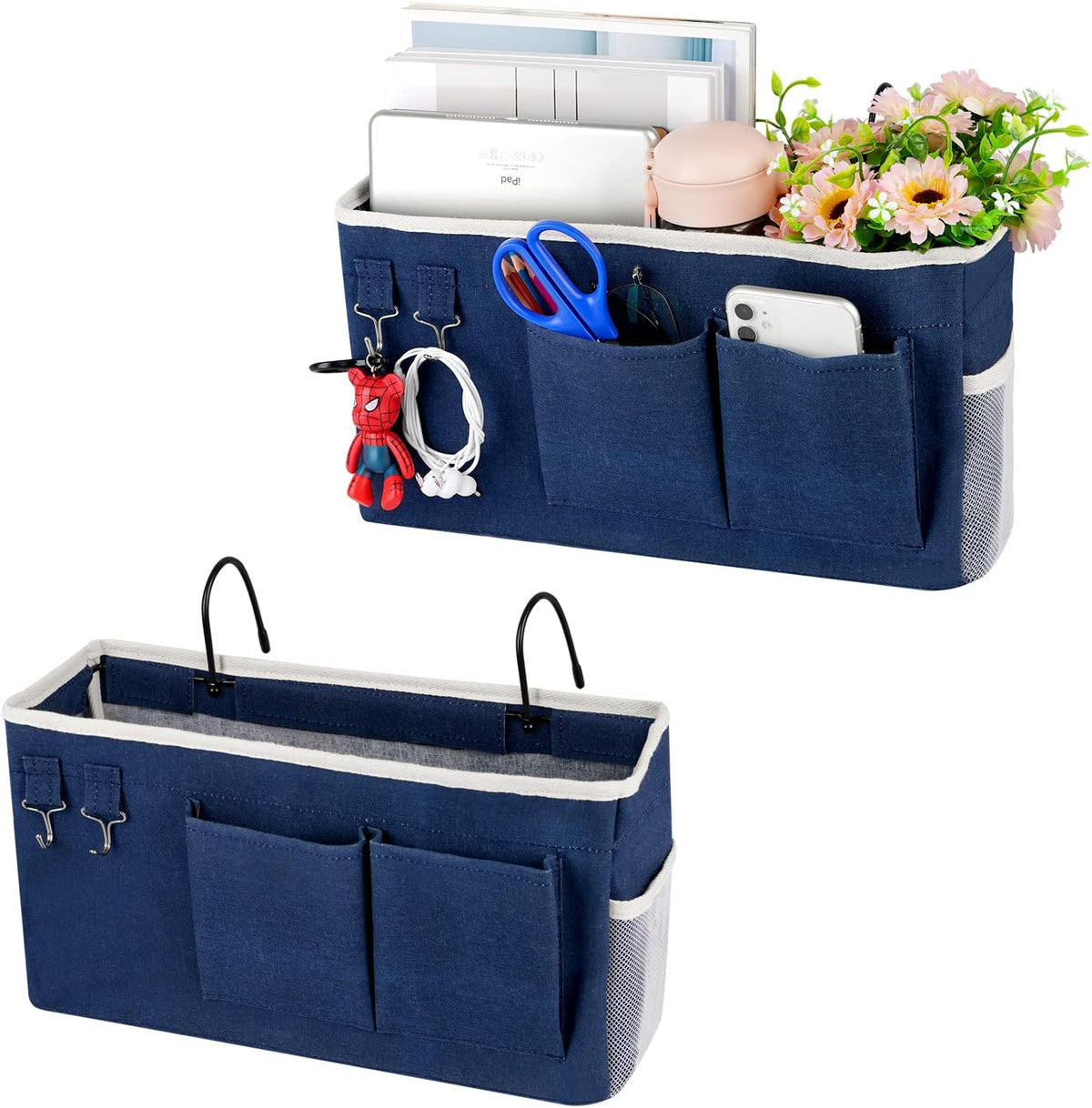 Bedside Storage Caddy/Bedside Hanging Storage Bag for Headboards Bunk Beds Dorm Rooms Book Phone