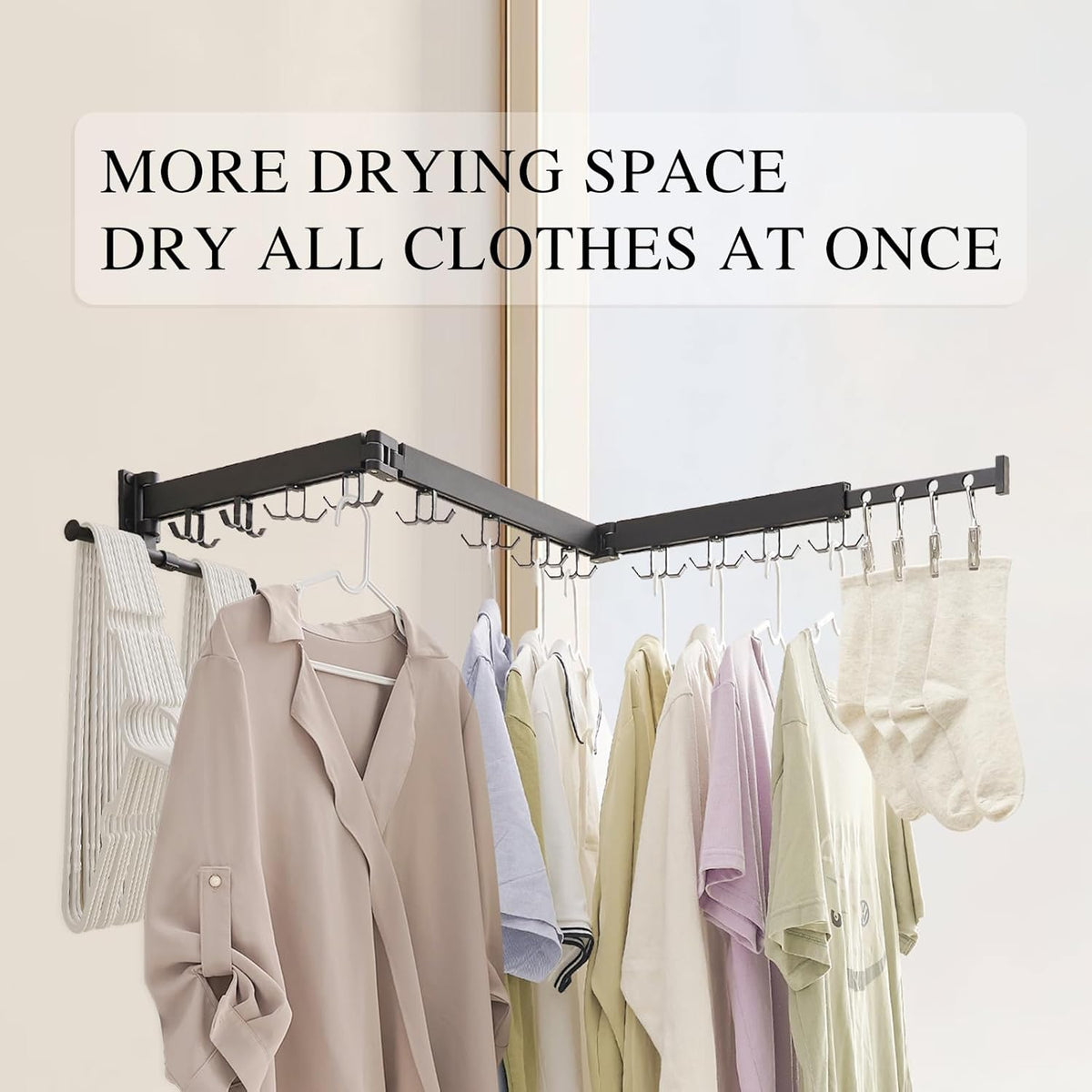 Wall Mounted Clothes Drying Rack,Drying Rack Clothing Wall Mount with Foldable