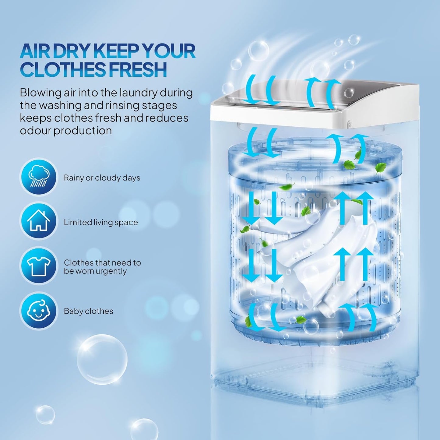 ROVSUN 17.8LBS Portable Washing Machine, Full-Automatic Electric Laundry Machine with Stainless