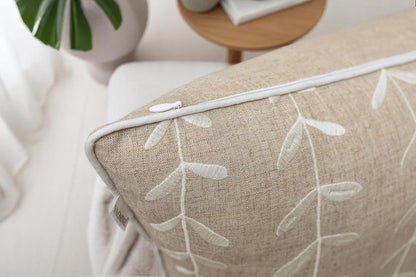 VAGMINE Embroidered Lollipop Cushion Cover - 20x20 Inches Square - 100% Linen Natural Throw Pillow