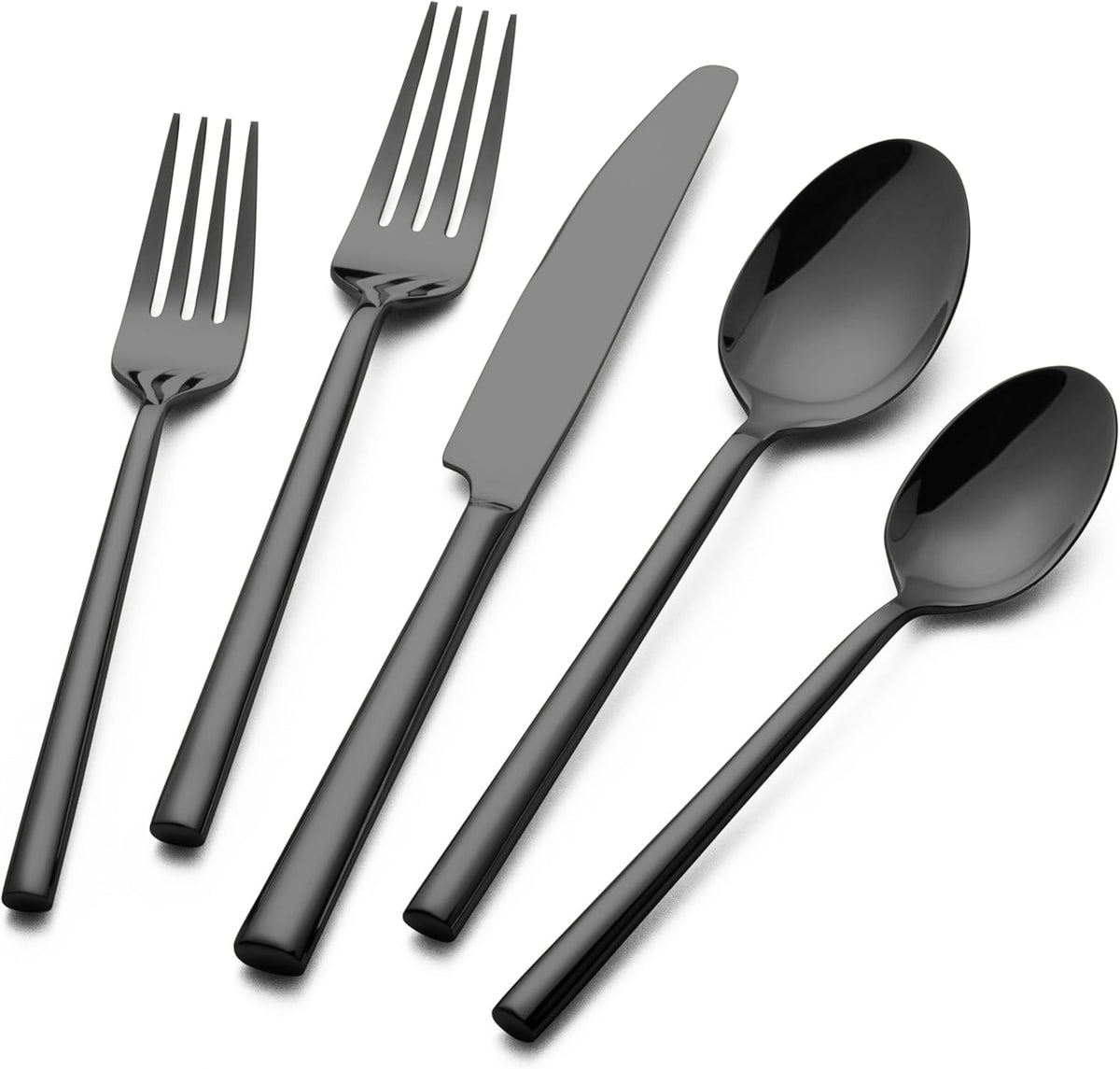 Alata Potter Black 20-Piece Forged Silverware Set with Utensil-Serving Set, Service for 4