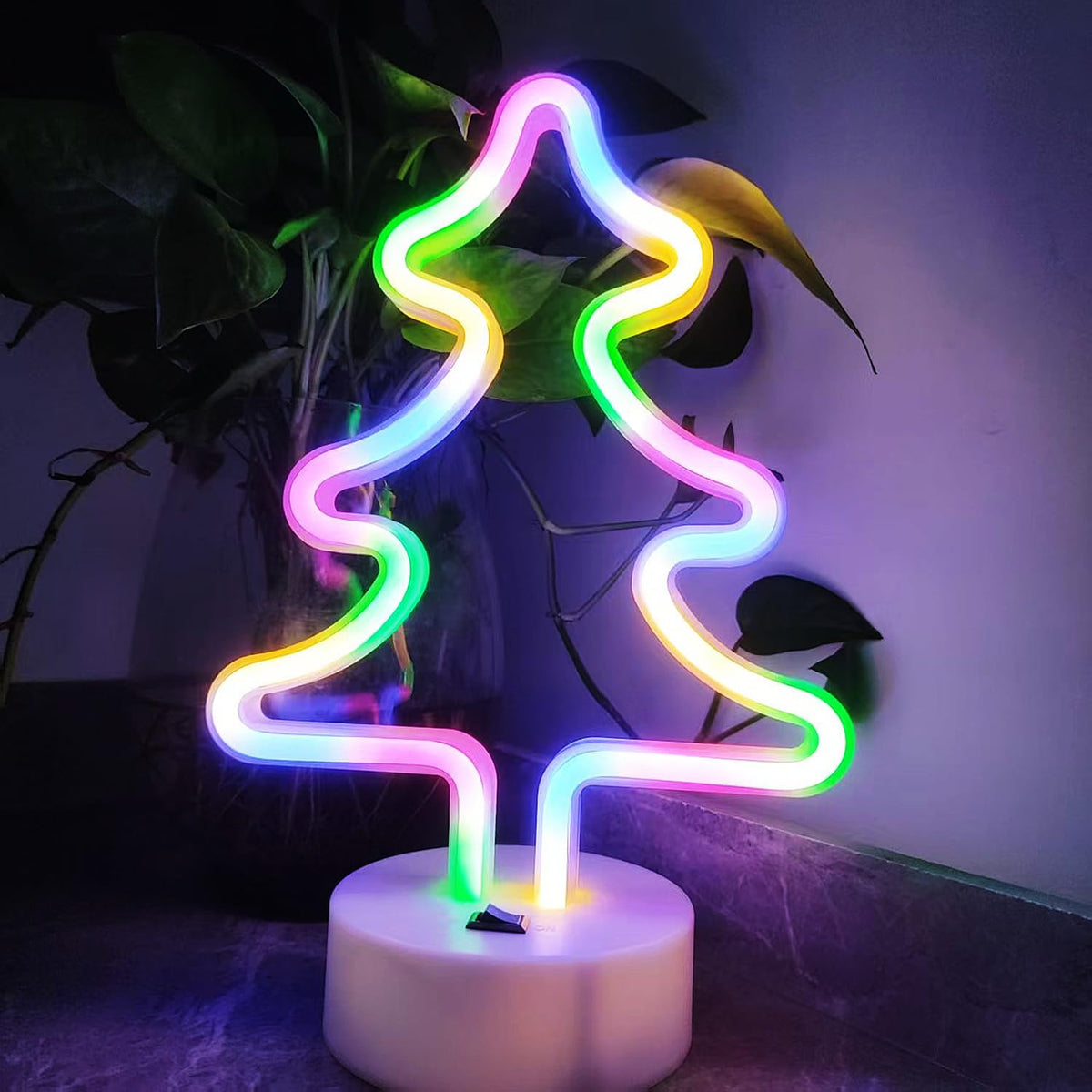 Christmas Tree Neon Light Signs for Bedroom Bedside Dorm Wall Decor,Neon Light up Christmas Decor