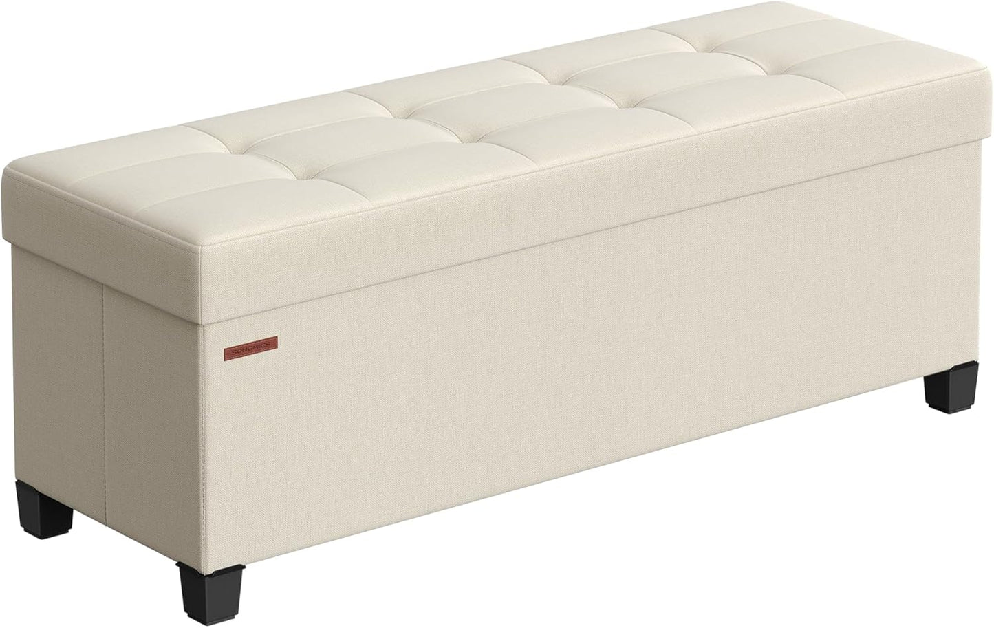 SONGMICS Storage Ottoman Bench, Foldable Foot Rest with Legs, 15 x 43 x 15.7 Inches, End of Bed