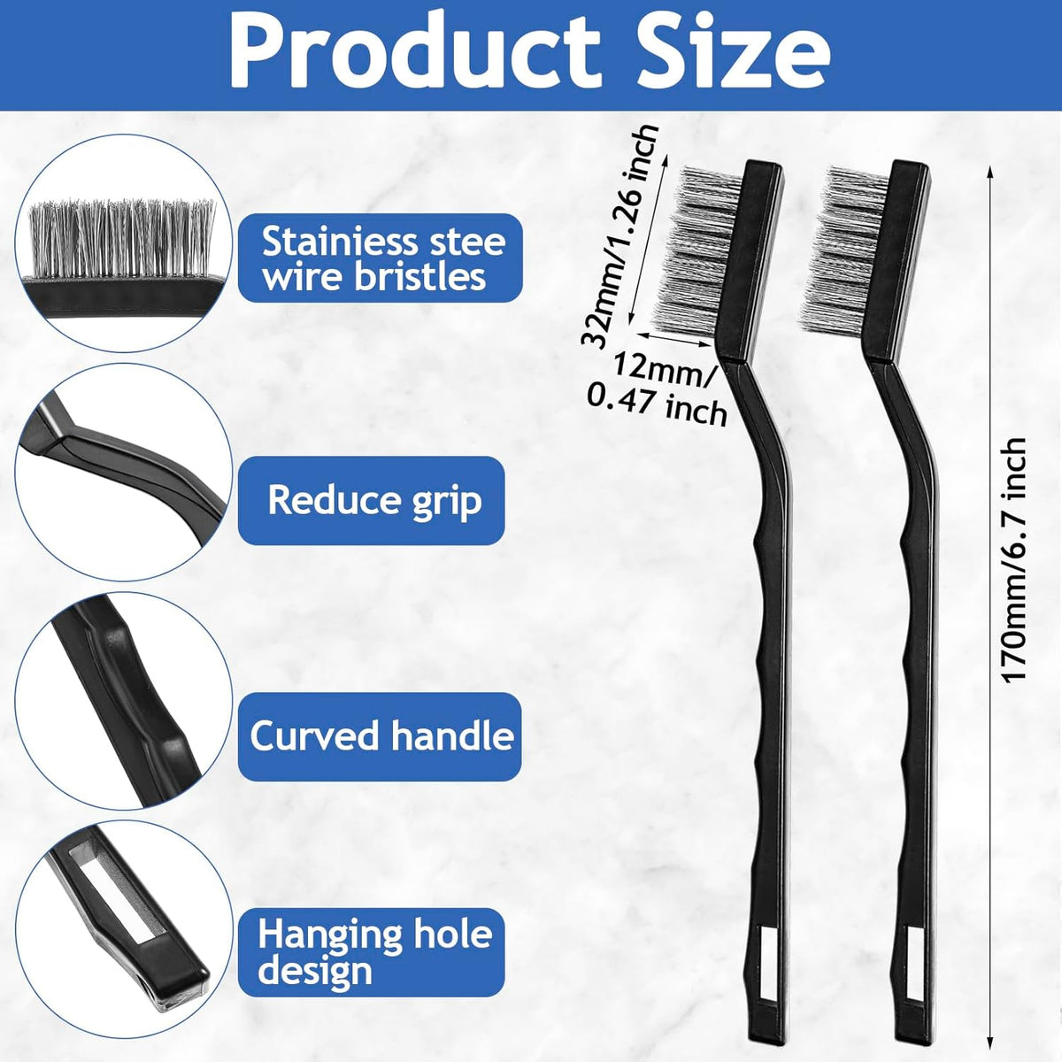 Jeffbaubl 30 Pieces Mini Wire Brush,6.7 Inch Stainless Steel Scratch Brushes,Wire Bristles