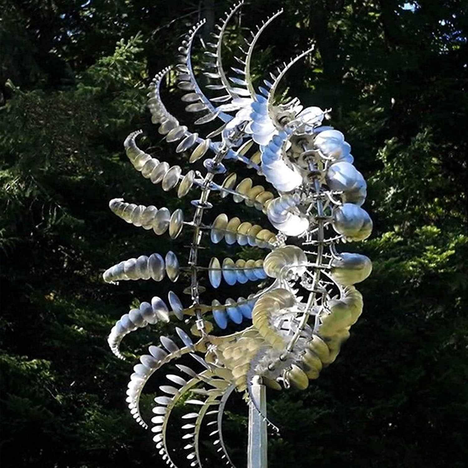 Unique and Magical Metal Windmill, 3D Wind Powered Kinetic Sculpture, Metal Wind Spinner Solar