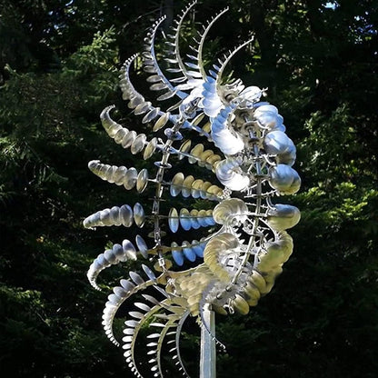 Unique and Magical Metal Windmill, 3D Wind Powered Kinetic Sculpture, Metal Wind Spinner Solar