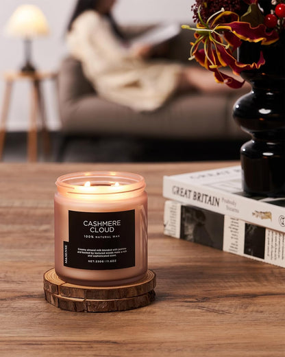 M&SENSE Creamy Almond Milk Scented Candle, 11.6oz Clean Non Toxic Natural Soy Wax Fragrance for