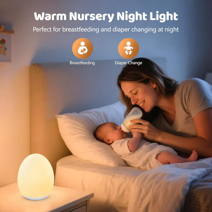 MediAcous Night Light for Kids Baby, Egg Light for Nursery, 7 Colors Changing & Stepless Dimming