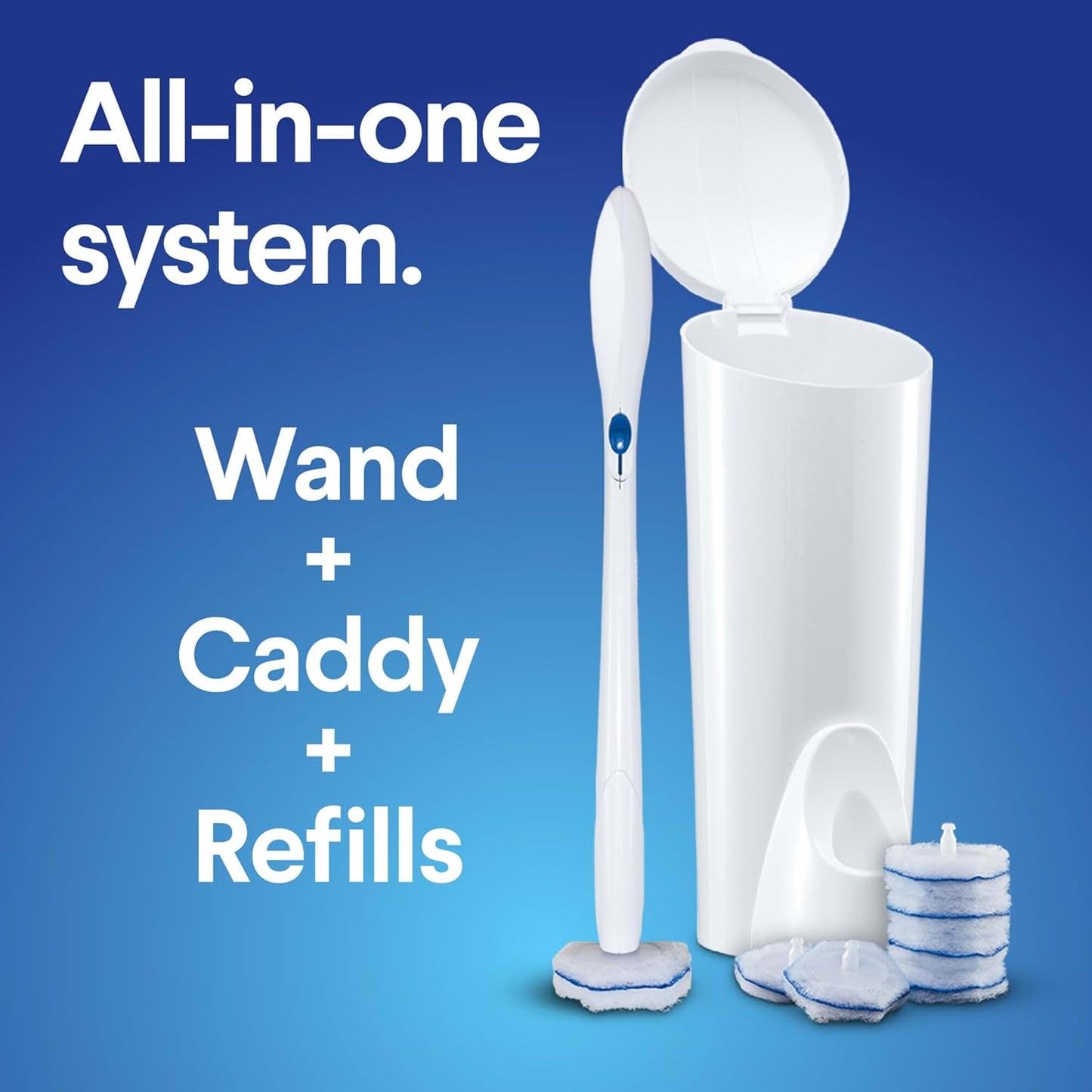 Clorox Original Cleaning System, ToiletWand, Storage Caddy, 6 Refill Heads, Dorm Room Essentials