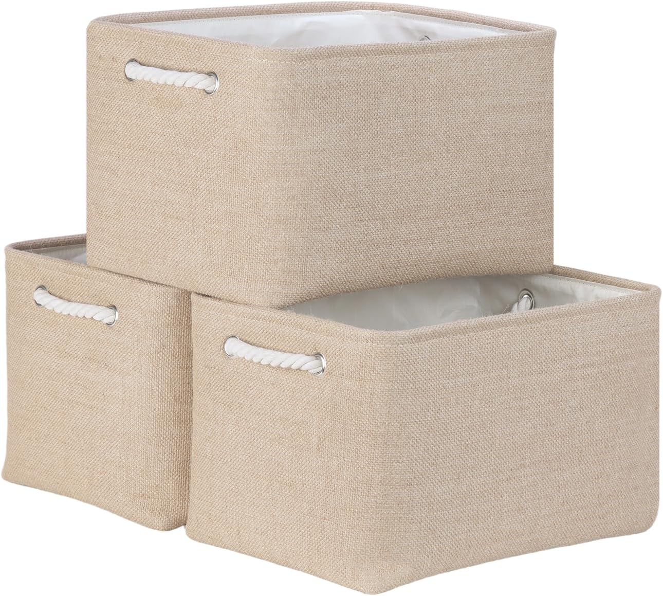Bidtakay Large Storage Baskets for Shelves 3 Pack Fabric Storage Bins for Organizing Linen