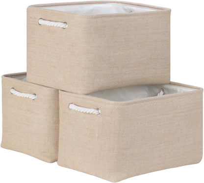 Bidtakay Large Storage Baskets for Shelves 3 Pack Fabric Storage Bins for Organizing Linen