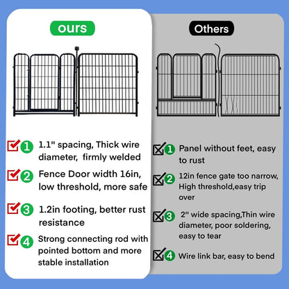ADAVIN 32 in(H) Garden Fences and Borders,1 Gate+11 Panels Dog Fence Outdoor for Yard, Temporary