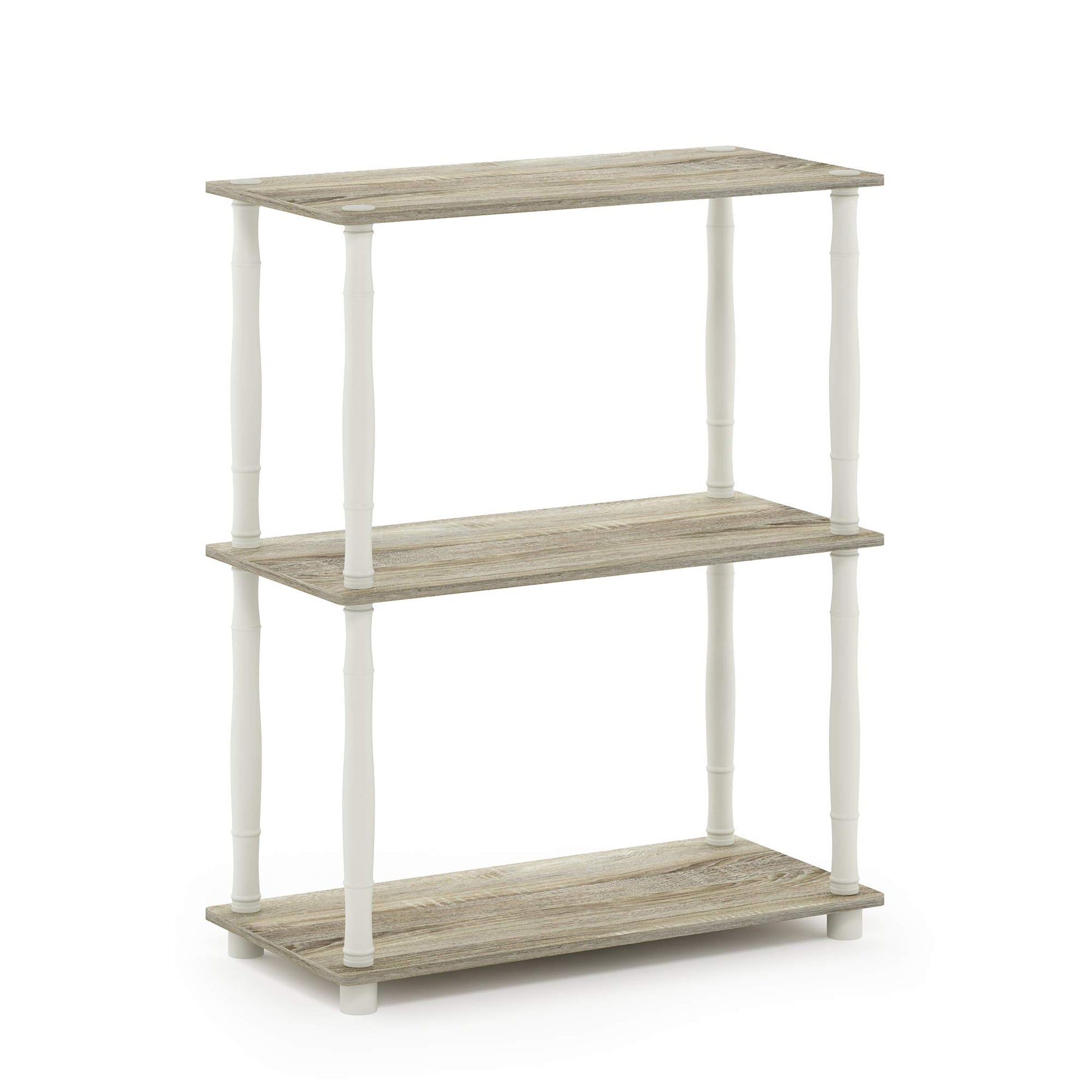 Furinno Turn-N-Tube 3-Tier Compact Multipurpose Shelf Display Rack with Classic Tube, Sonoma