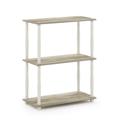 Furinno Turn-N-Tube 3-Tier Compact Multipurpose Shelf Display Rack with Classic Tube, Sonoma