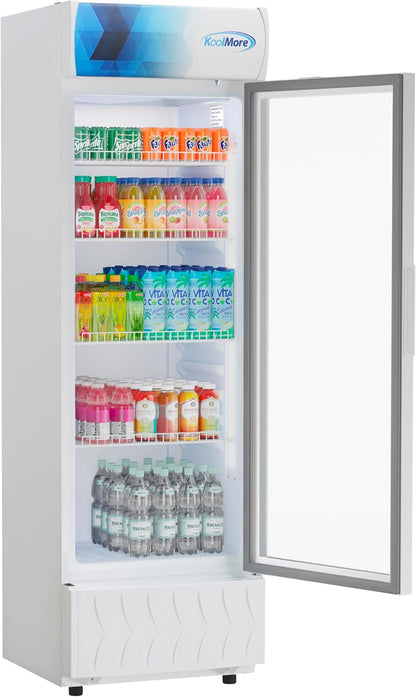 KoolMore KM-MDR-9CPWH 22 in. One-Door Commercial Merchandiser Refrigerator in White, 9 cu. ft. ETL