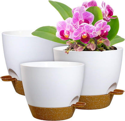 10/9/8 inch Medium Self Watering Pots, Planter, Plant Pots with Mesh Drainage Holes for Indoor