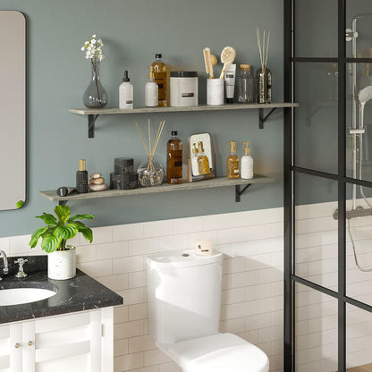 DINZI LVJ Long Wall Shelves, 55.1Inch Wall Mounted Shelves Set of 2, Extra Large Floating Storage