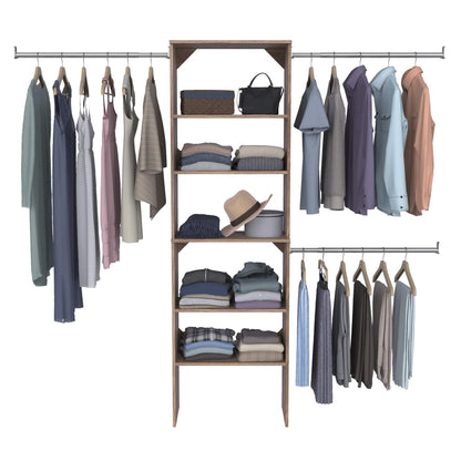 ClosetMaid SuiteSymphony Wood Closet Organizer Starter Kit with Tower and 3 Hang Rods, Shelves