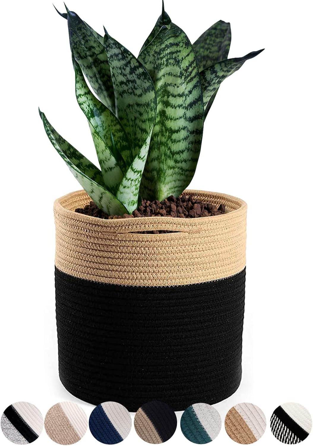 Woven Cotton Rope Plant Basket for 10" Flower Pot Floor Indoor Planters Flower Pot, Home Decor