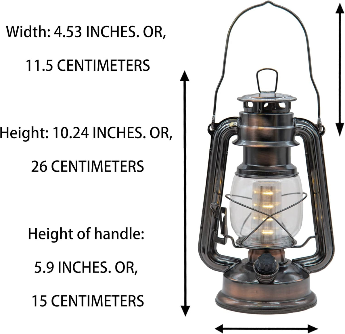YAKii LED Vintage Lantern Metal Hanging Hurricane 12 LED Dimmer Switch Warm White Battery Operated
