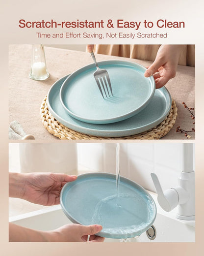 Famiware Milkyway Plates and Bowls Sets, 12 Pieces Dinnerware Sets, Reactive Glaze Dish Set
