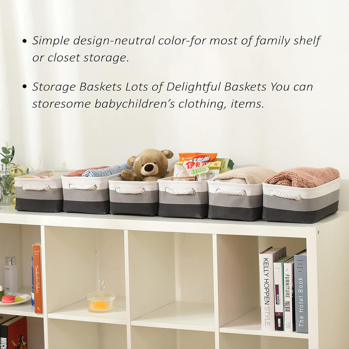 TcaFmac Small Fabric Storage Baskets for Organizing [6 Pack] Closet Storage Bin Foldable Storage