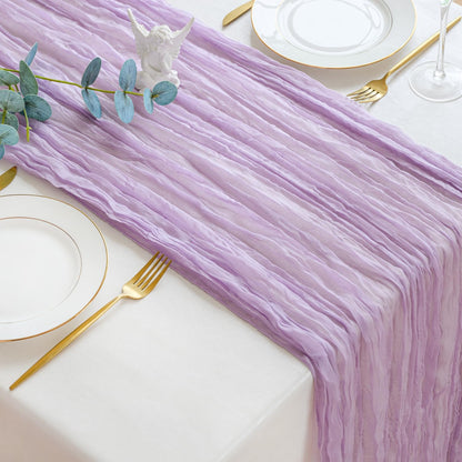 Sioloc 1 Pack Lilac Purple Lavender Cheesecloth Table Runner Fall Autumn Decor for Home 10ft Table