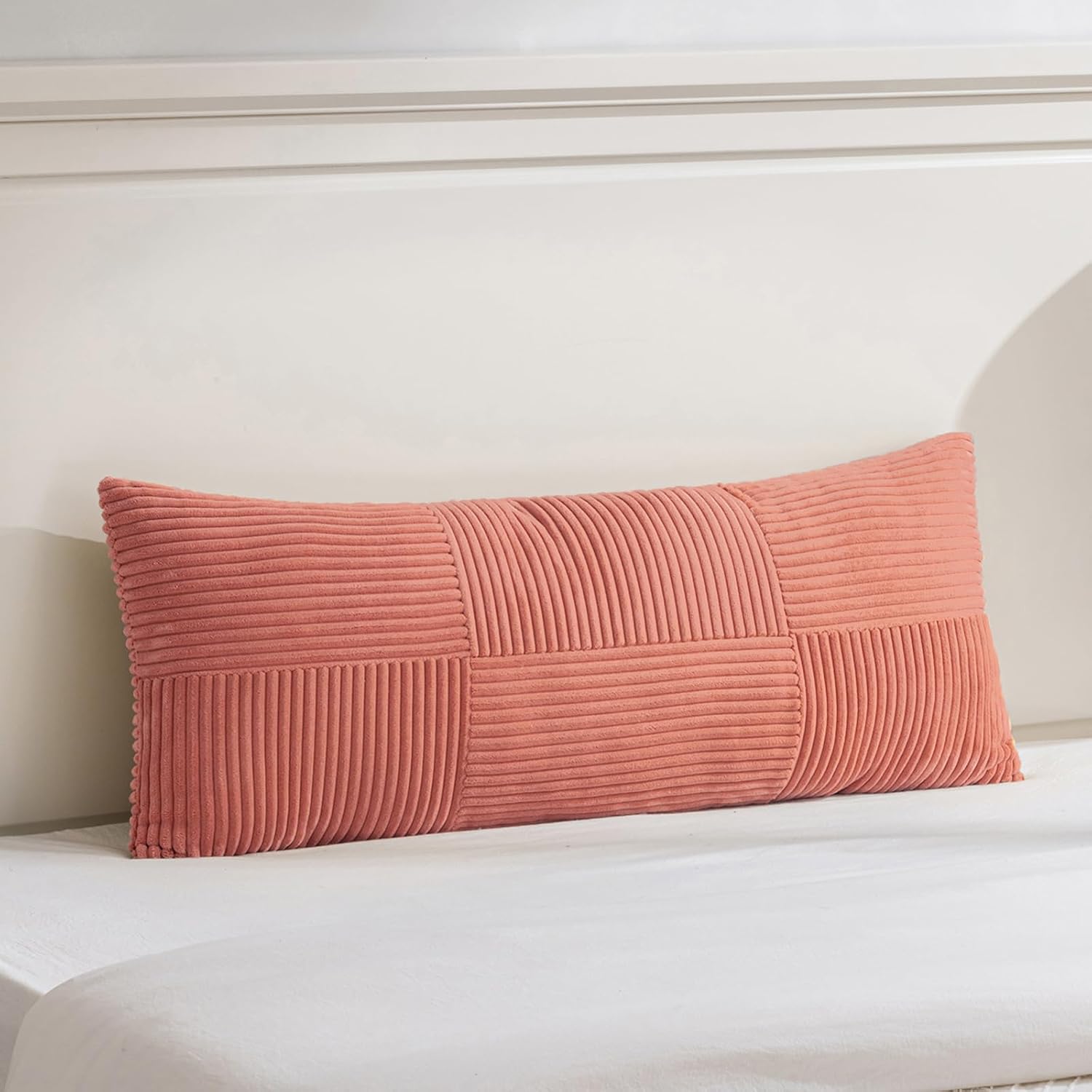 Fancy Homi Set of 2 Coral Boho Long Lumbar Body Decorative Throw Pillow Cover 14x36 Inch for Bed