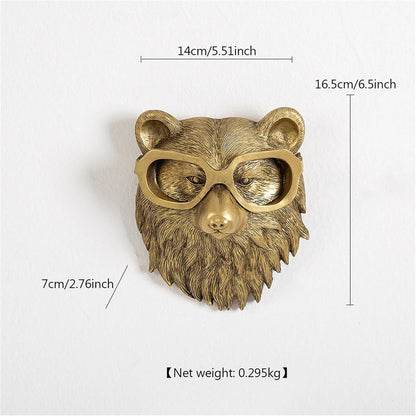 GUASDIE Animal Heads Wall Decor, Gold Vintage Decor Sculpture Resin Animal Head Wall Hanging Unique