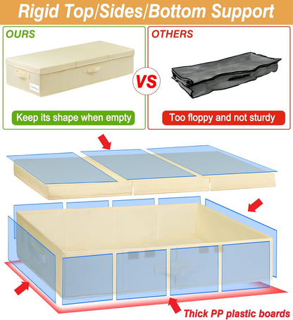 Large Underbed Storage Bags Organizer Container With Lids, Set of 2 Under Bed Storage Organizer Box