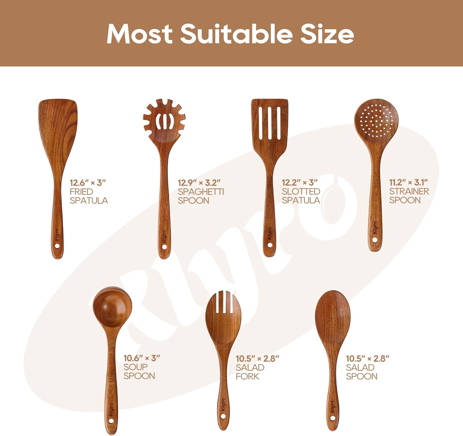 Kitchen Utensils Set, 7 Piece Premium Cooking Utensils Set, Durable Non-Stick Wooden Spoons for