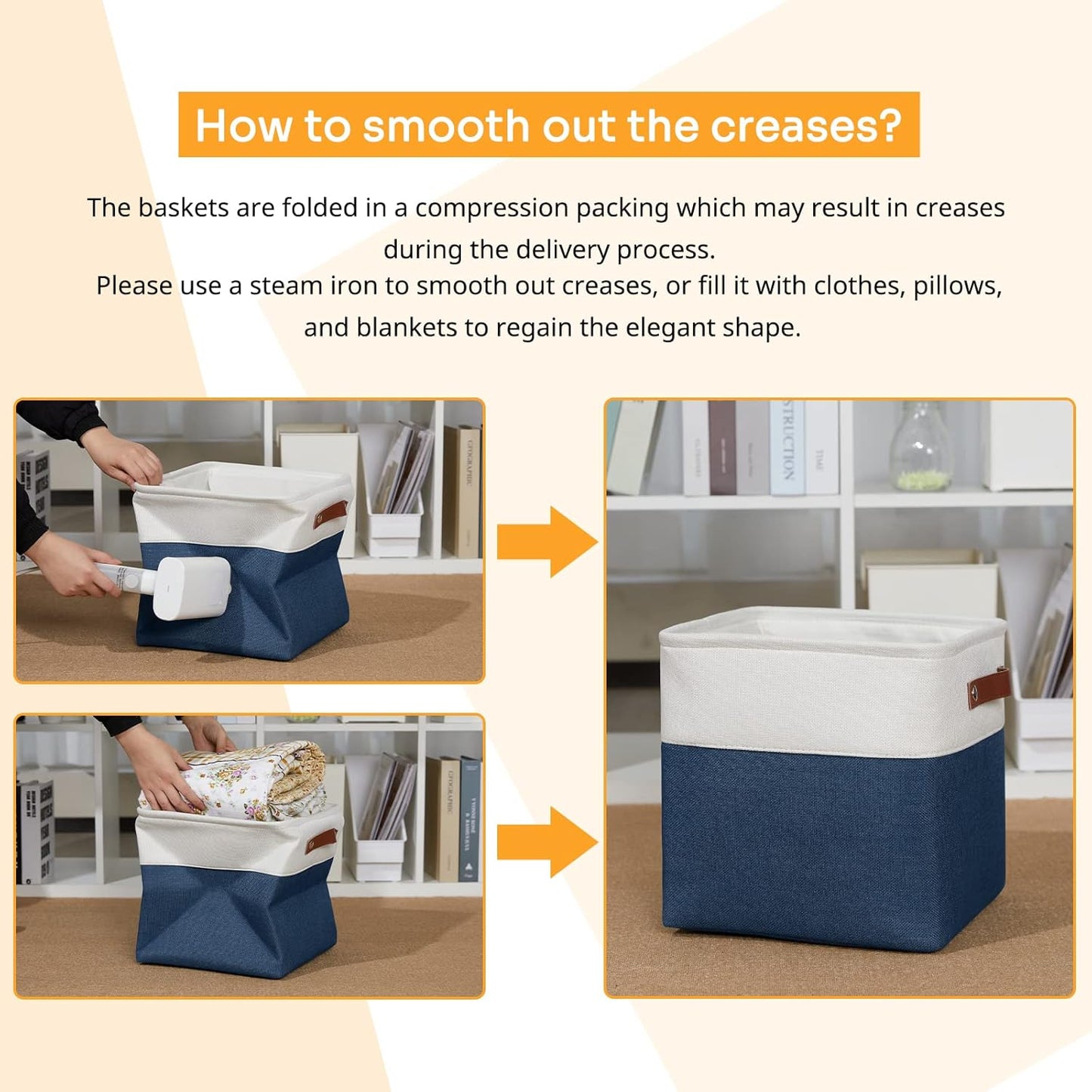 DULLEMELO [Set of 4 Storage Cubes Baskets for Organizing, 11 x 11 x 11 inch Cube Storage Organizer