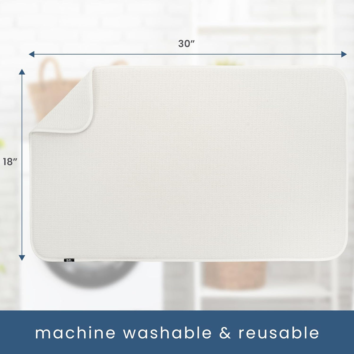 S&T INC. Dish Drying Mat Jumbo, 18” x 30”, Absorbent Microfiber Kitchen Counter Mat, Dish Drying