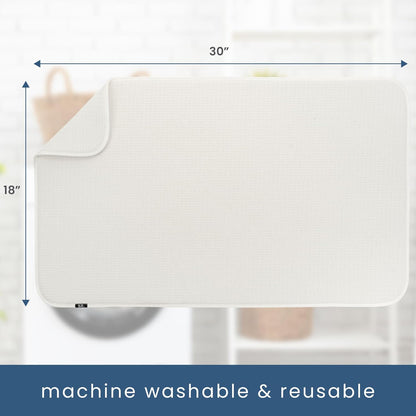 S&T INC. Dish Drying Mat Jumbo, 18” x 30”, Absorbent Microfiber Kitchen Counter Mat, Dish Drying
