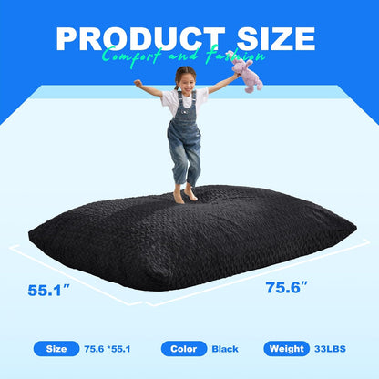 Hobestluk 3 in 1 Bean Bag Chair Giant Bean Bag Chairs for Adults with Chevron Plush Fur Cover