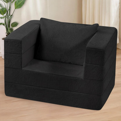 Folding Bean Bag Chair for Adults,3-in-1 Bean Bag Couch Faux Fur Floor Sofa Large Beanbag