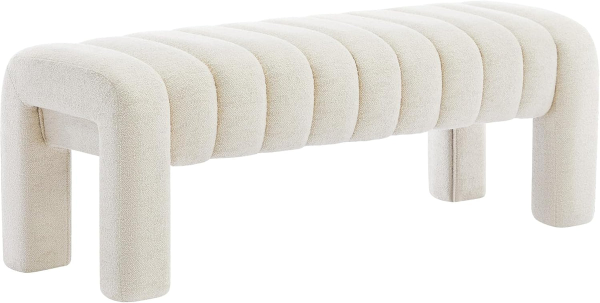 43.3" Bedroom Bench, Upholstered Entryway Bench, Modern End of Bed Ottoman with Solid Wood Legs and