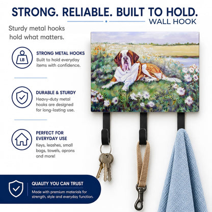 Caroline's Treasures 7446TH68 Saint Bernard in Flowers Leash or Key Holder, Wall Hooks, Key Hooks